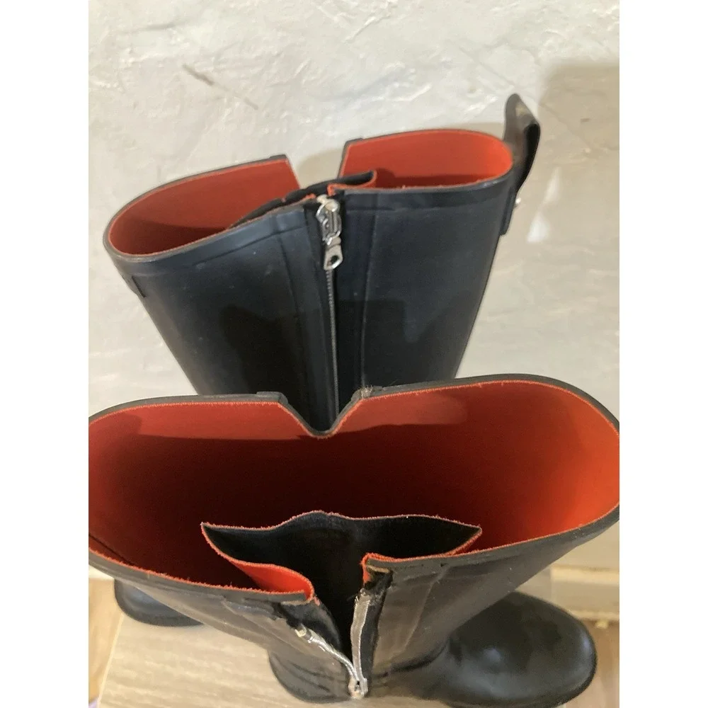 Rag and Bone Moto Tall Rain Boots Black Womens Size 38 Rubber